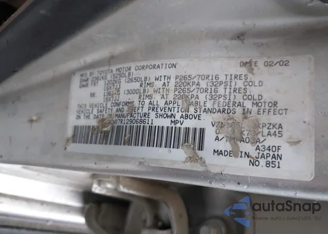 2002 Toyota 4Runner Limited V6 z USA, uszkodzony, nr VIN JT3HN87R129068611